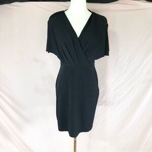 Breastfeeding Friendly Black V-Neck Wrap Midi Dress